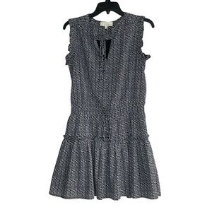 Pinch Ruffle Mini Black and White Pleated Sundress size S